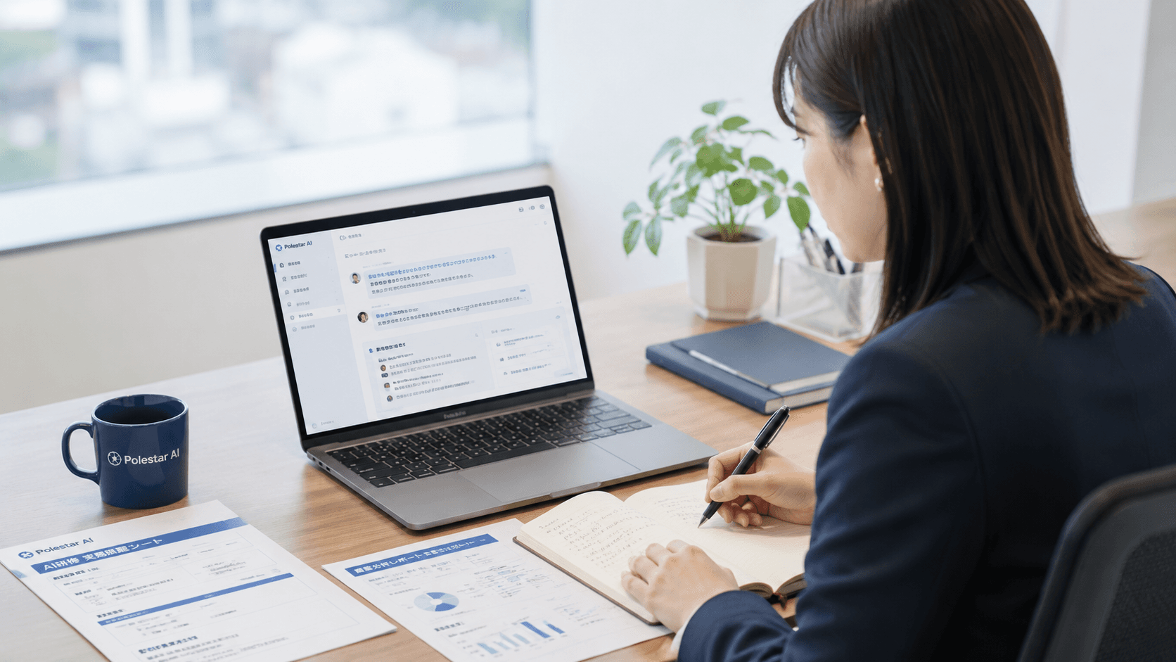 受講者が自社業務に近い課題でAIを使い個別フィードバックを確認する様子